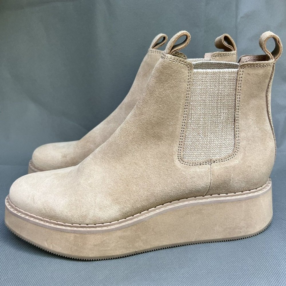 Dolce Vita Taupe Suede Platform Chelsea Booties